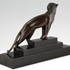 Art Deco bronze sculpture of a panther