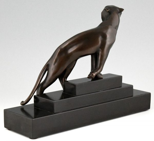 Art Deco bronze sculpture of a panther