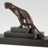 Art Deco bronze sculpture of a panther