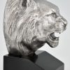 Art Deco bronze lion bookends