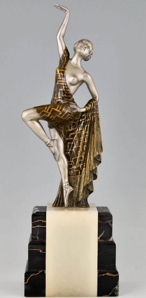 Art Deco bronze sculpture of a dancer