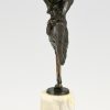 Art Nouveau bronzen sculptuur naakt en sater