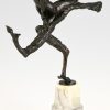 Art Nouveau bronze sculpture satyr and nude