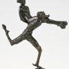 Art Nouveau bronzen sculptuur naakt en sater