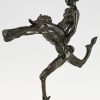 Art Nouveau bronze sculpture satyr and nude