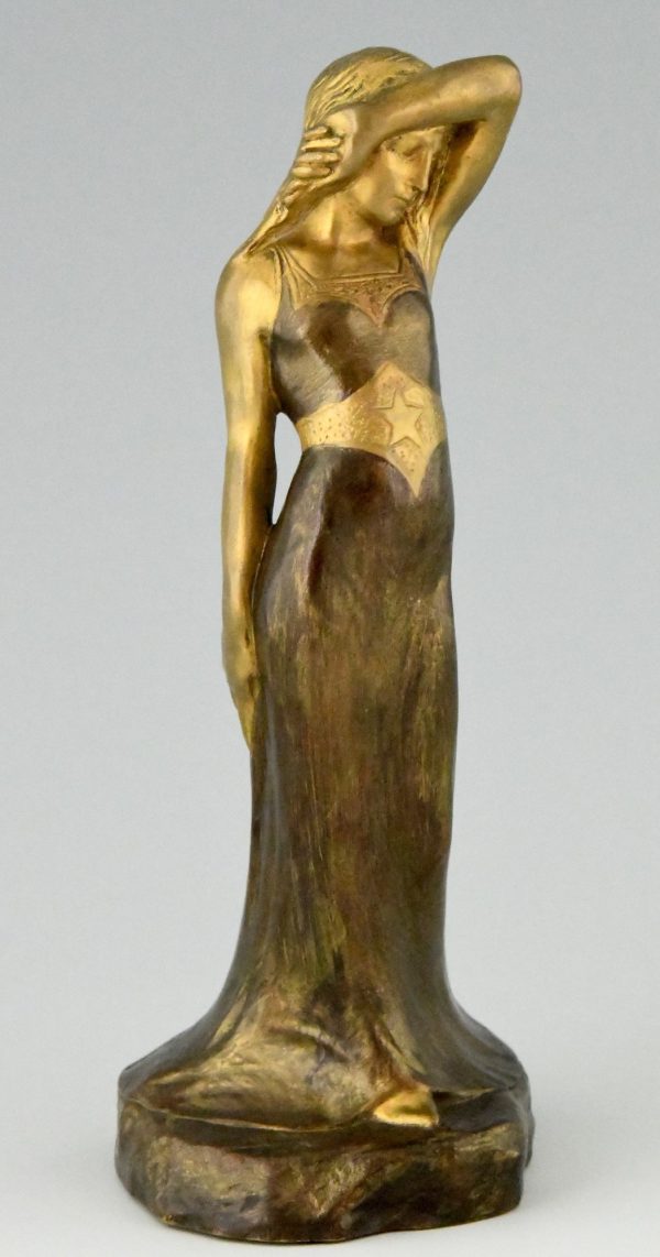 Jugendstil Bronze Figur Frau Sarah Bernhardt