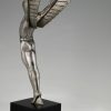 Icarus Art Deco bronze sculpture of a winged athlete