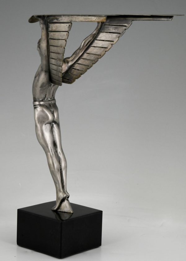 Icarus Art Deco bronze sculpture of a winged athlete