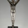 Icarus Art Deco bronze sculpture of a winged athlete