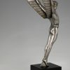 Icarus Art Deco bronze sculpture of a winged athlete