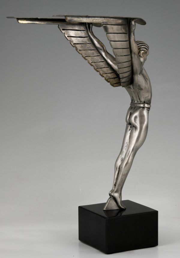 Icarus Art Deco bronze sculpture of a winged athlete