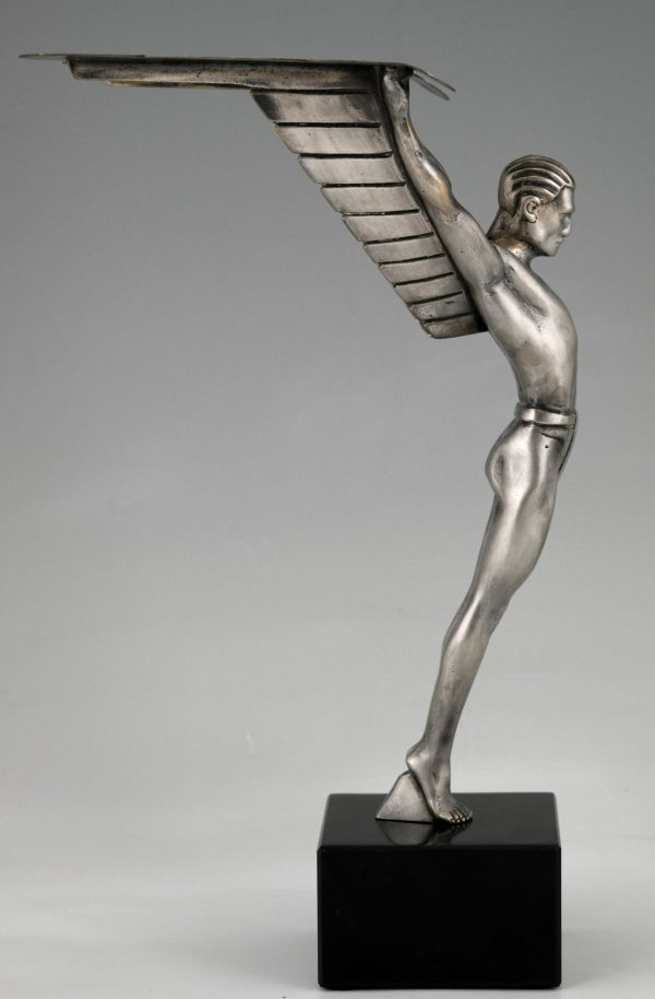 Icarus Art Deco bronze sculpture of a winged athlete