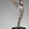 Icarus Art Deco bronze sculpture of a winged athlete