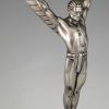 Icarus Art Deco bronze sculpture of a winged athlete