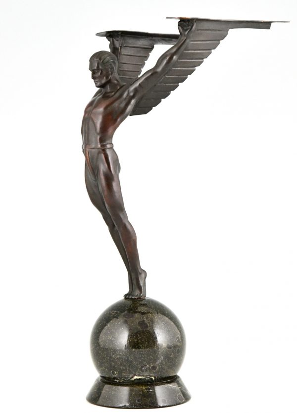 Icarus Art Deco sculpture of a winged athlete