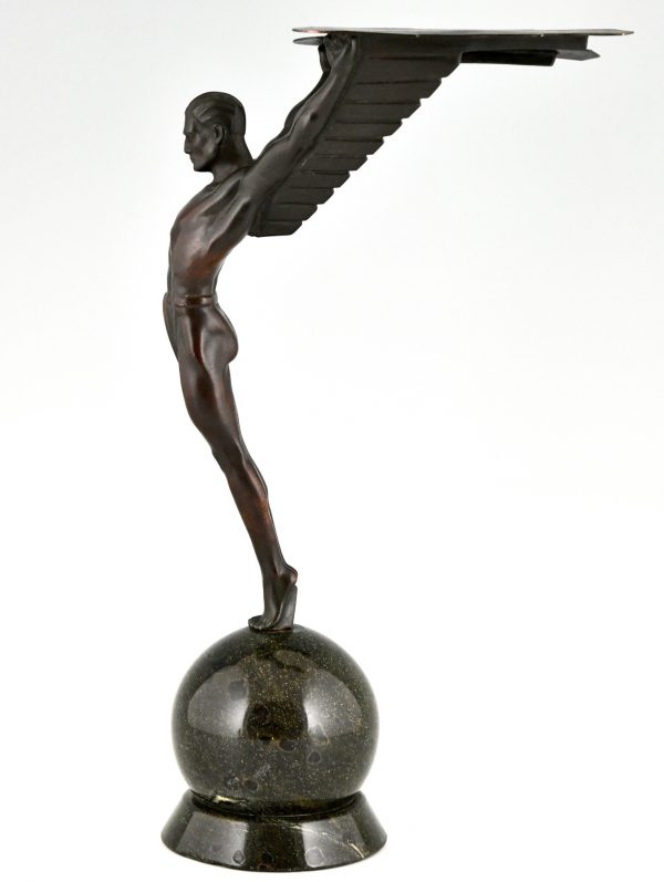 Icarus Art Deco sculpture of a winged athlete