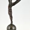 Icarus Art Deco sculpture of a winged athlete