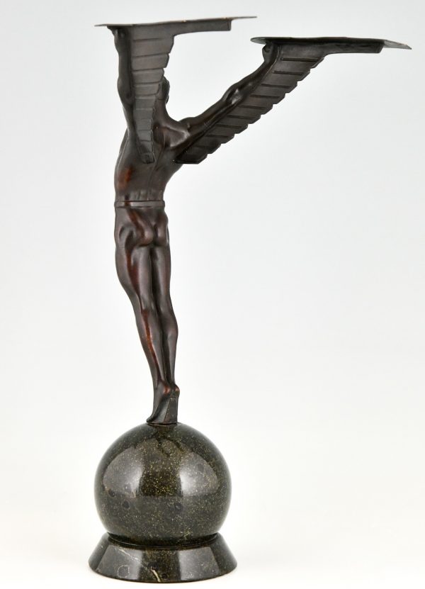 Icarus Art Deco sculpture of a winged athlete