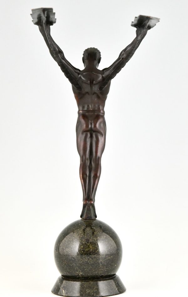 Icarus Art Deco sculpture of a winged athlete