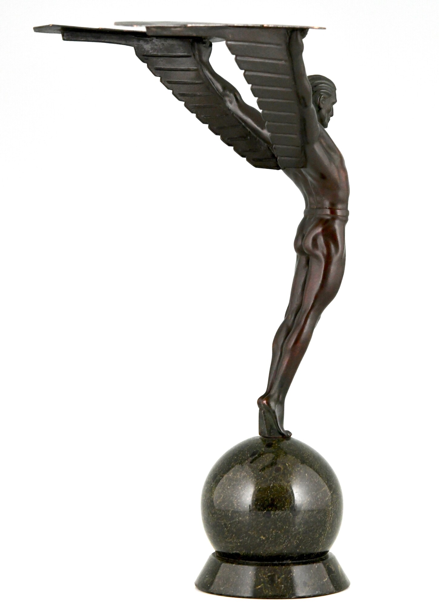 Moritz Design Bronze Statue Art Deco Eule auf Mamorsockel 7,8 x 8,4 x 32,7 cm Skulptur Bronzestatue Bronzefigur Bronzeskulptur