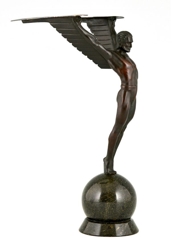 Icarus Art Deco sculpture of a winged athlete