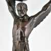 Icarus Art Deco sculpture of a winged athlete