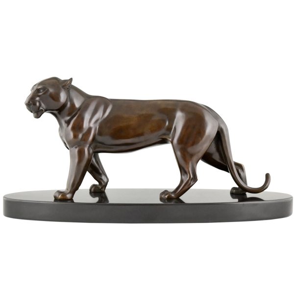 Art Deco bronze sculpture of a panther