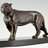 Art Deco bronze sculpture of a panther