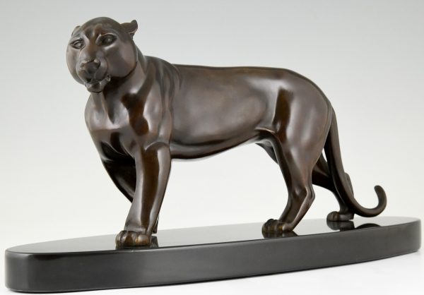 Art Deco bronze sculpture of a panther