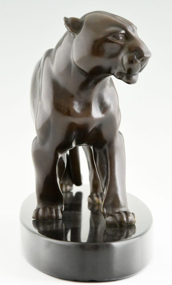 Art Deco bronze sculpture of a panther