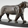 Art Deco bronze sculpture of a panther