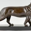 Art Deco bronze sculpture of a panther