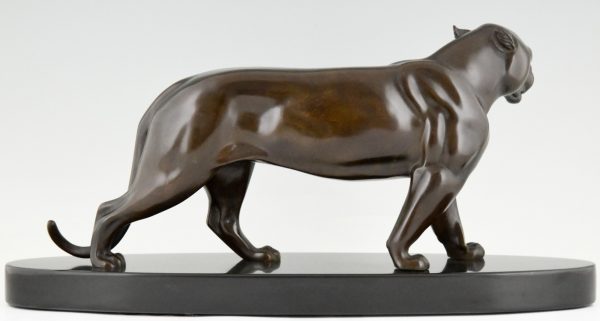 Art Deco bronze sculpture of a panther