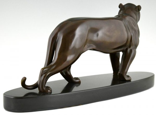 Art Deco bronze sculpture of a panther