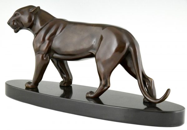 Art Deco bronze sculpture of a panther