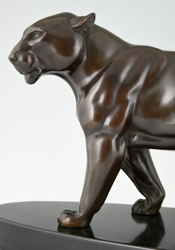 Art Deco bronze sculpture of a panther