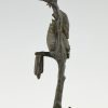 Art Deco Bronze Skulptur zwei Vögel auf Zweig
