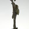 Art Deco bronze sculpture two birds on an branch