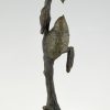 Art Deco bronzen sculptuur twee vogels op tak