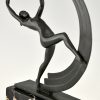 Sculpture Art Deco danseuse nue, Bacchanale