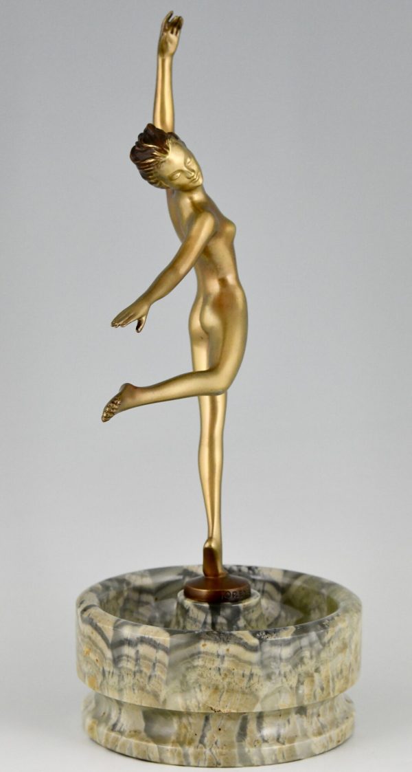 Art Deco sculpture en bronze danseuse nue