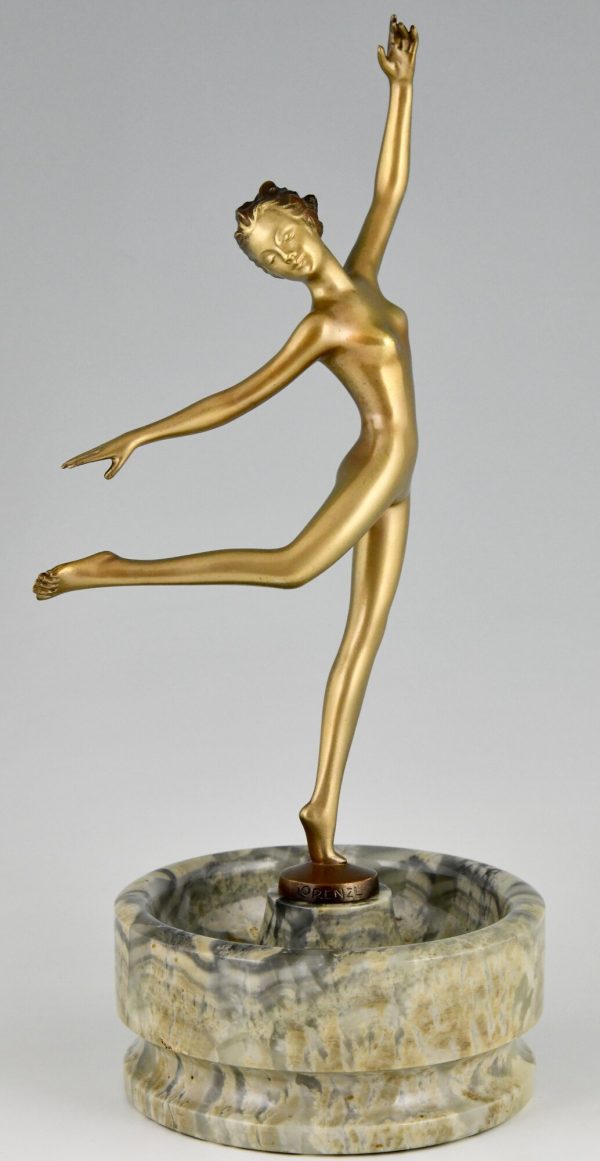 Art Deco sculpture en bronze danseuse nue