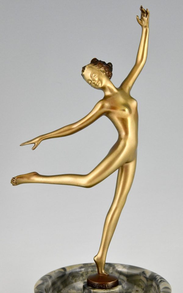 Art Deco sculpture en bronze danseuse nue