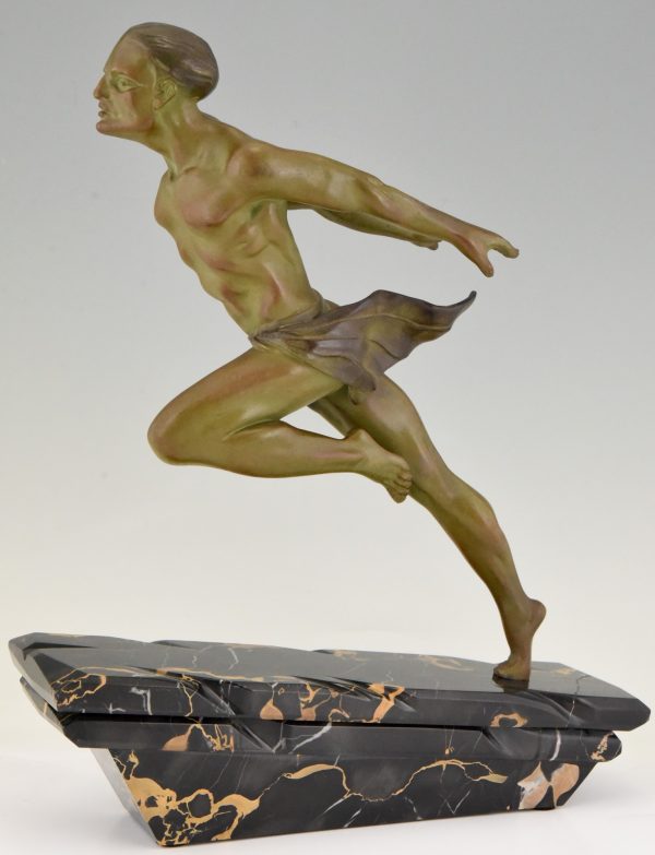 Art Deco sculptuur rennende man atleet