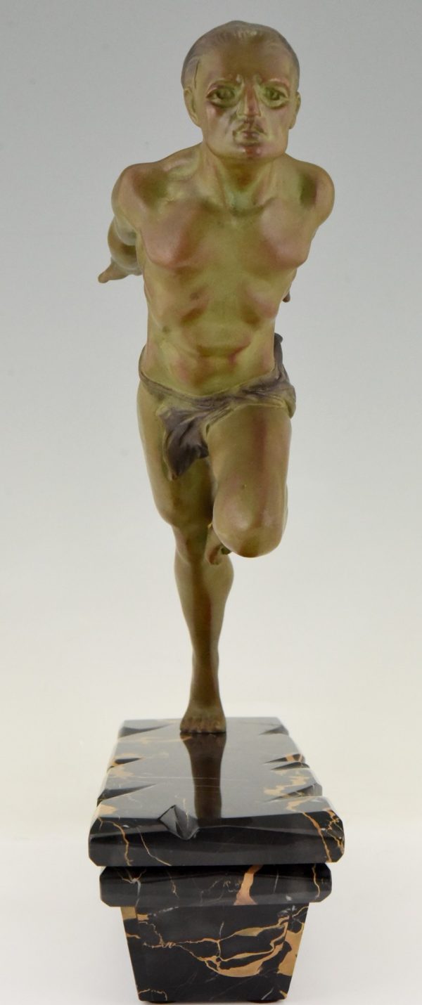 Art Deco sculpture homme courant athlete