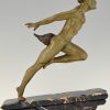 Art Deco sculptuur rennende man atleet