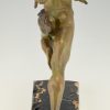 Art Deco sculpture homme courant athlete