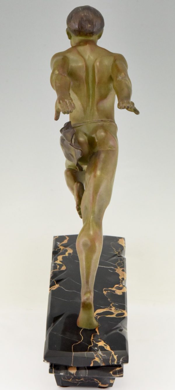 Art Deco sculptuur rennende man atleet