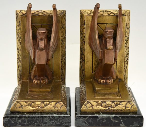 Art Deco bookends with griffins