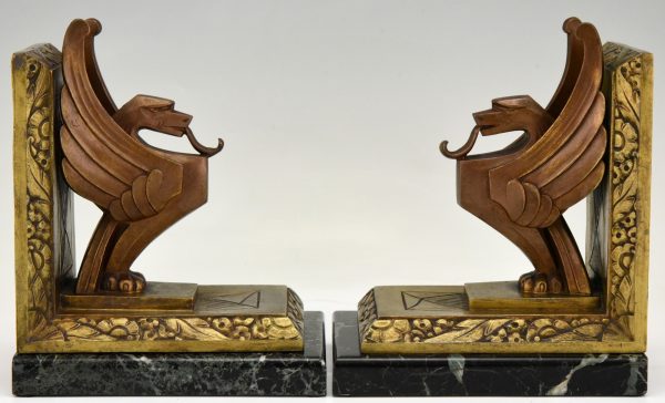 Art Deco bookends with griffins